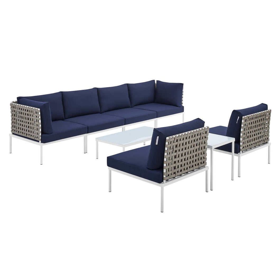 Harmony 8-Piece Sunbrella¨ Basket Weave Outdoor Patio Aluminum Sectional Sofa Set by Modway