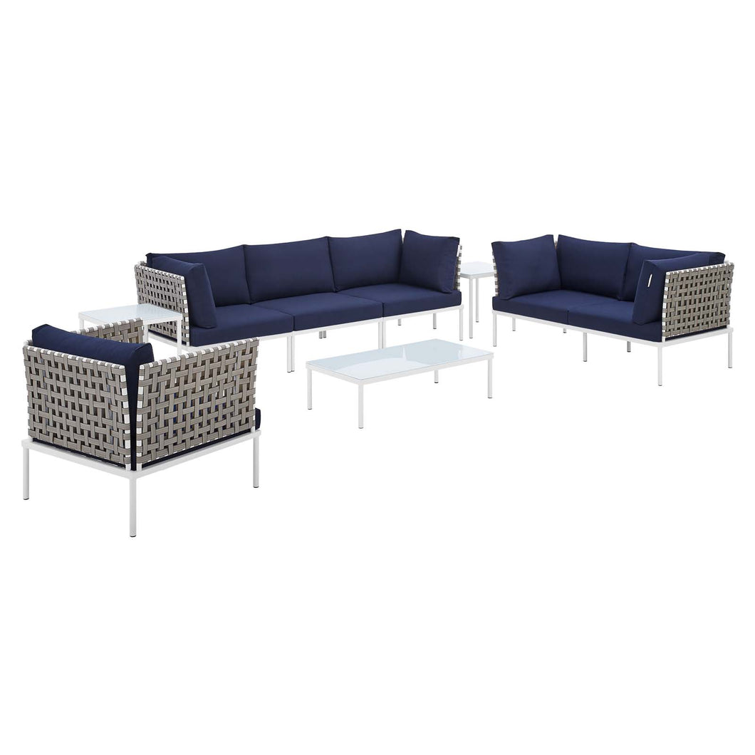 Harmony 8-Piece Sunbrella¨ Basket Weave Outdoor Patio Aluminum Seating Set by Modway