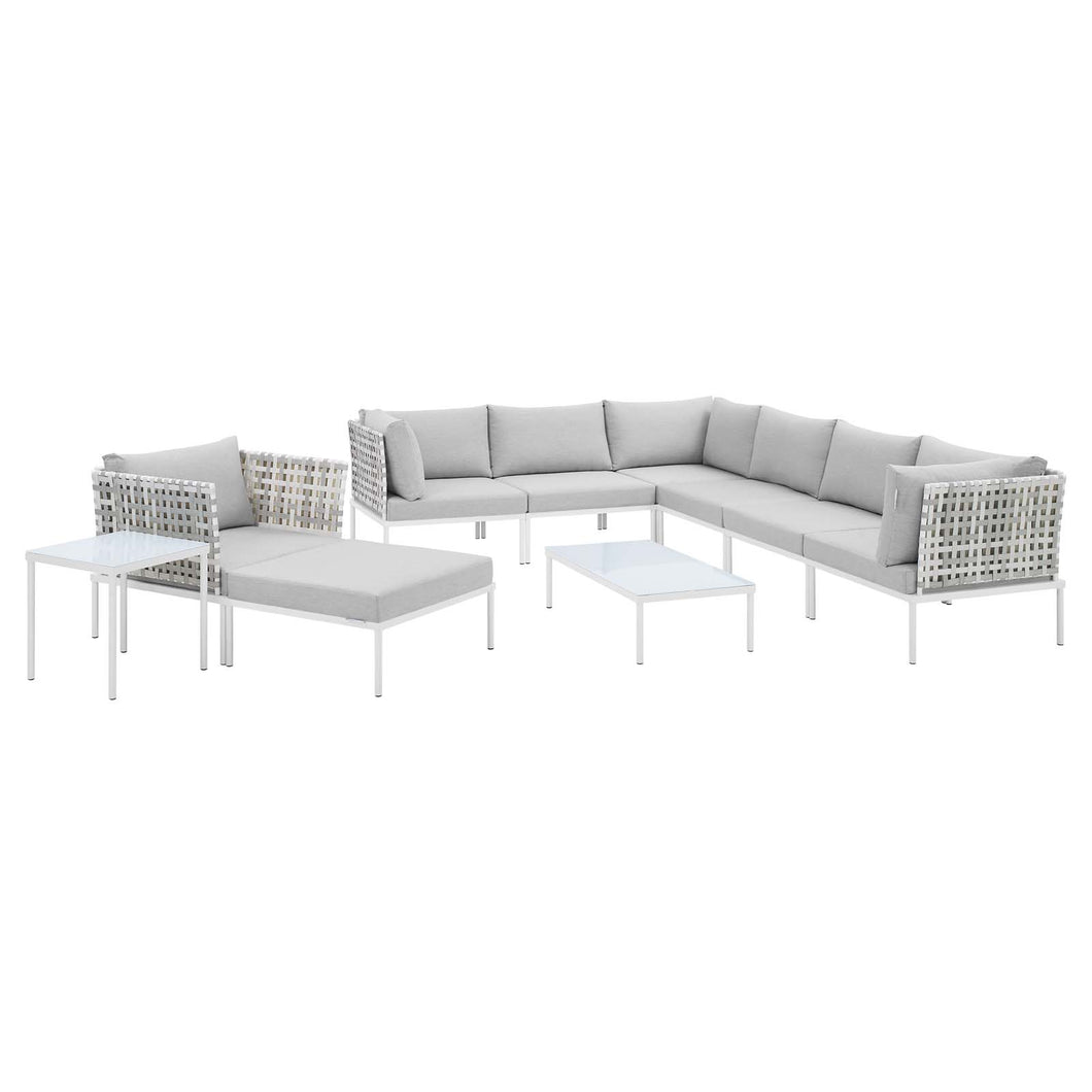 Harmony 10-Piece Sunbrella¨ Basket Weave Outdoor Patio Aluminum Sectional Sofa Set by Modway