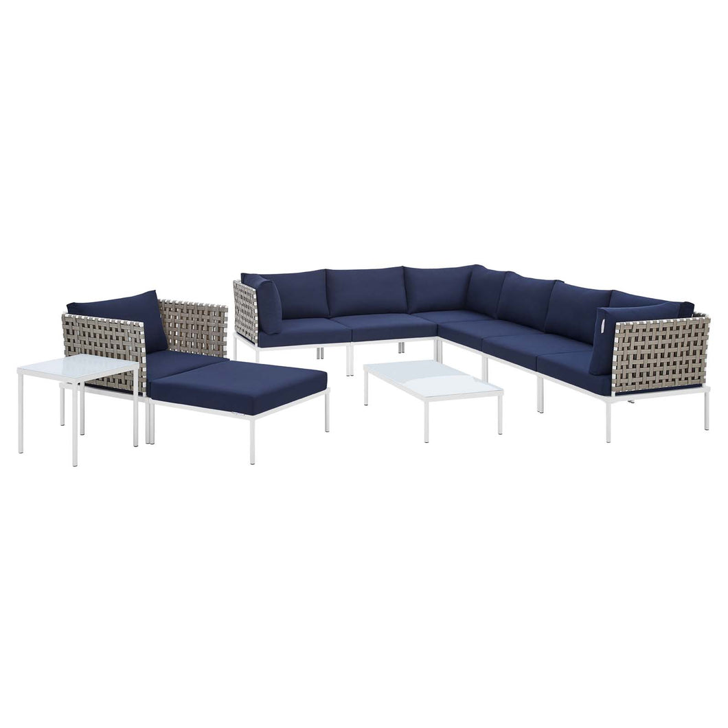 Harmony 10-Piece Sunbrella¨ Basket Weave Outdoor Patio Aluminum Sectional Sofa Set by Modway