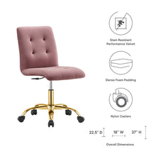 Load image into Gallery viewer, Prim Armless Performance Velvet Office Chair by Modway
