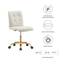 Load image into Gallery viewer, Prim Armless Performance Velvet Office Chair by Modway
