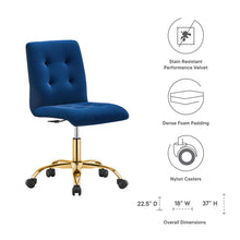 Load image into Gallery viewer, Prim Armless Performance Velvet Office Chair by Modway
