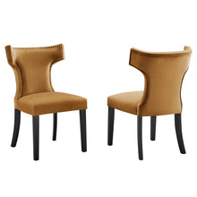 Load image into Gallery viewer, Curve Performance Velvet Dining Chairs Set of 2 by Modway
