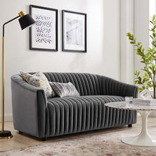Load image into Gallery viewer, Announce Performance Velvet Channel Tufted Loveseat by Modway
