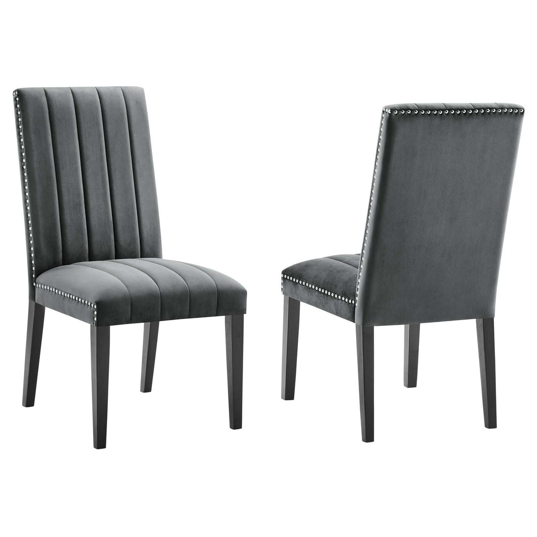 Catalyst Performance Velvet Dining Side Chairs Set of 2 by Modway