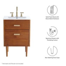 Load image into Gallery viewer, Cassia 24&quot; Teak Wood Bathroom Vanity Cabinet (Sink Basin Not Included) by Modway
