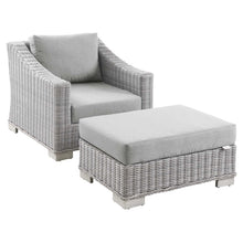 Load image into Gallery viewer, Conway 2-Piece Outdoor Patio Wicker Rattan Armchair and Ottoman Set by Modway
