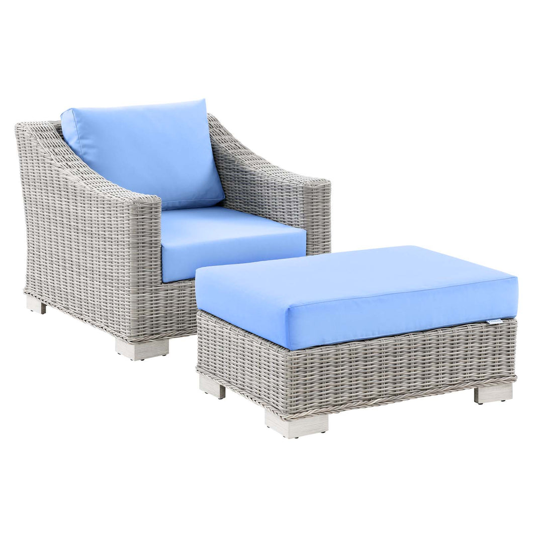 Conway Outdoor Patio Wicker Rattan 2-Piece Armchai