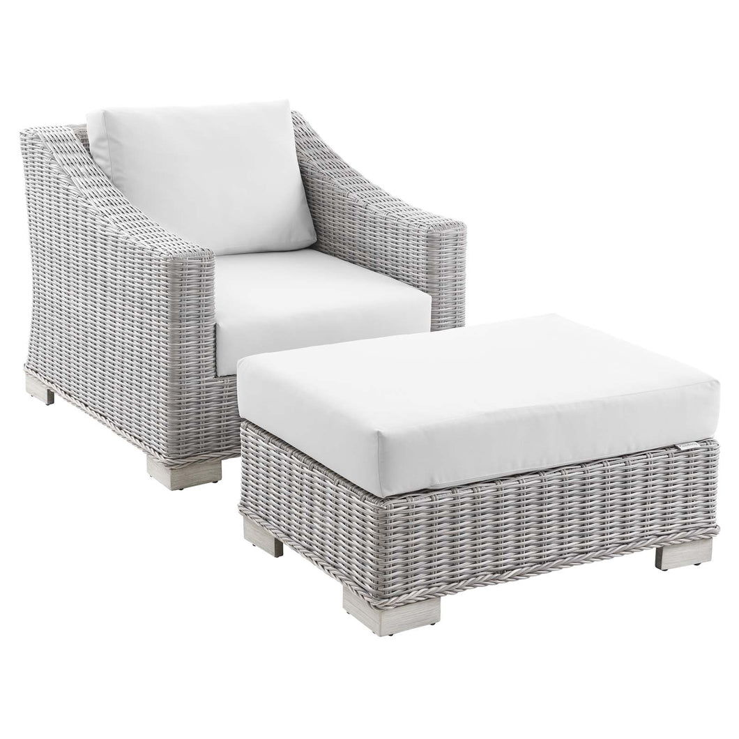 Conway Outdoor Patio Wicker Rattan 2-Piece Armchai
