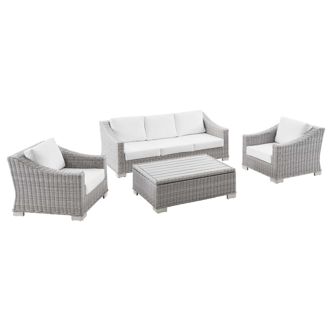 Conway 4-Piece Outdoor Patio Wicker Rattan Furniture Set by Modway