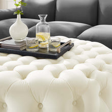 Load image into Gallery viewer, Amour Tufted Button Large Round Performance Velvet Ottoman
