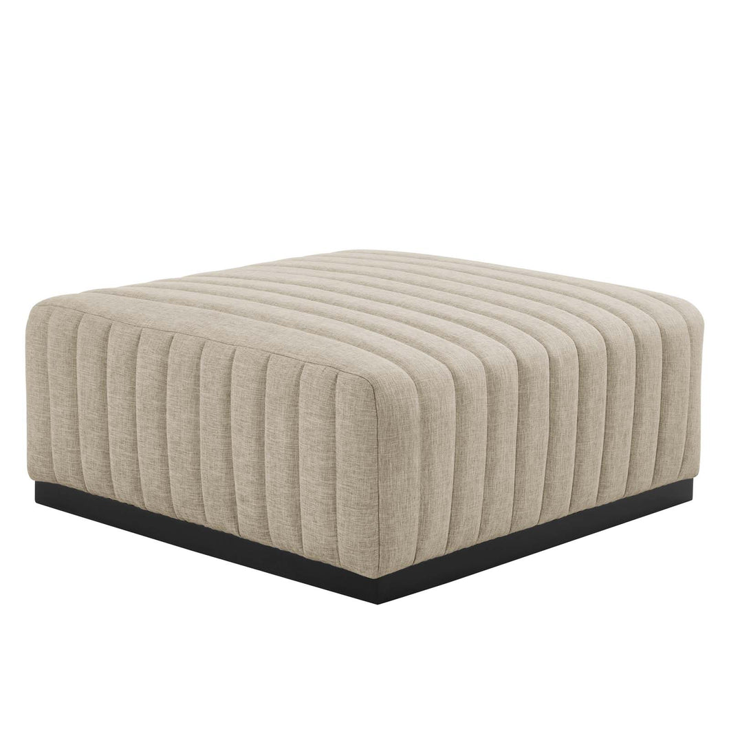 Conjure Channel Tufted Upholstered Fabric Ottoman