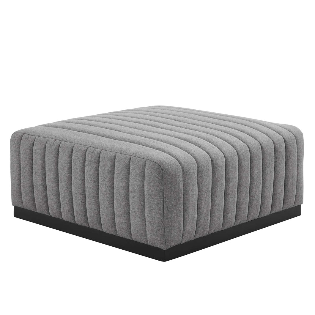 Conjure Channel Tufted Upholstered Fabric Ottoman