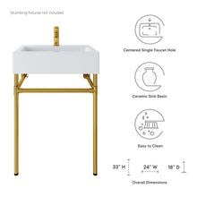 Load image into Gallery viewer, Redeem 24&quot; Wall-Mount Gold Stainless Steel Bathroom Vanity by Modway
