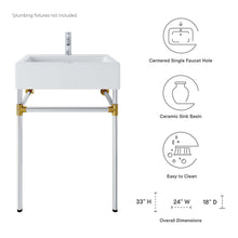 Load image into Gallery viewer, Redeem 24&quot; Silver Stainless Steel Wall-Mount Bathroom Vanity by Modway
