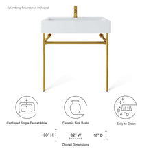 Load image into Gallery viewer, Redeem 32&quot; Wall-Mount Gold Stainless Steel Bathroom Vanity by Modway
