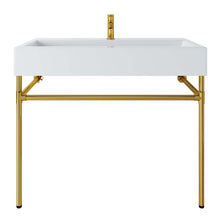 Load image into Gallery viewer, Redeem 40&quot; Wall-Mount Gold Stainless Steel Bathroom Vanity by Modway
