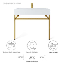 Load image into Gallery viewer, Redeem 40&quot; Wall-Mount Gold Stainless Steel Bathroom Vanity by Modway
