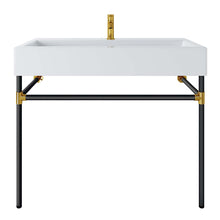 Load image into Gallery viewer, Redeem 40&quot; Black Stainless Steel Wall-Mount Bathroom Vanity by Modway
