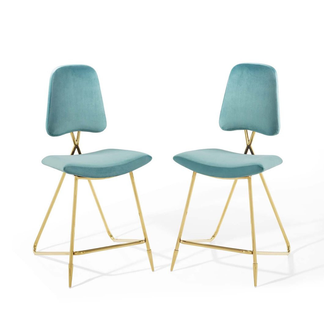 Ponder Performance Velvet Counter Stool Set of 2 by Modway