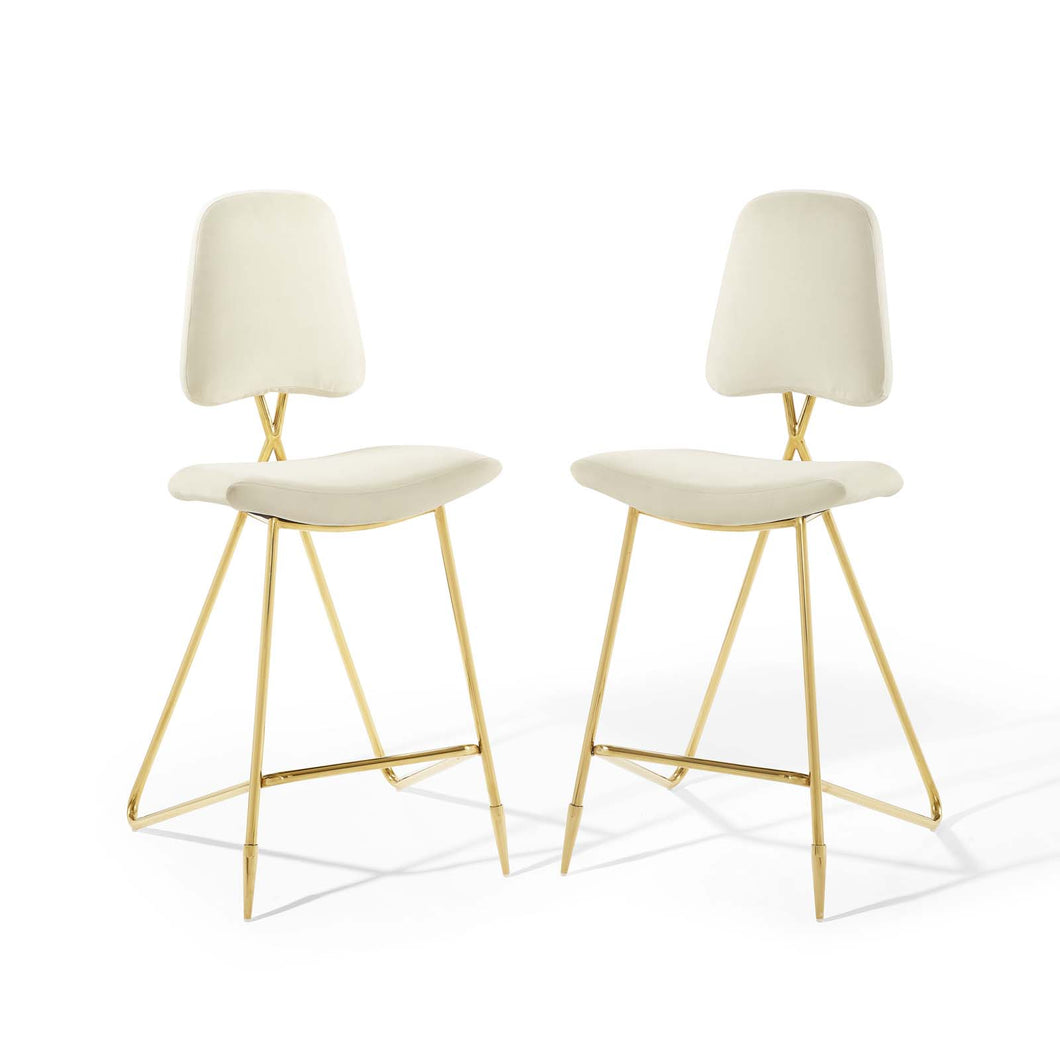 Ponder Performance Velvet Bar Stool Set of 2 by Modway