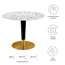 Load image into Gallery viewer, Zinque 40" Round Terrazzo Dining Table in Gold Whi
