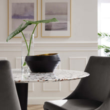 Load image into Gallery viewer, Zinque 40" Round Terrazzo Dining Table in Gold Whi
