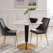 Load image into Gallery viewer, Zinque 40" Round Terrazzo Dining Table in Gold Whi
