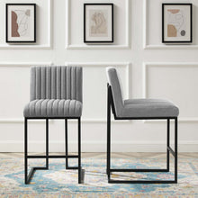 Load image into Gallery viewer, Indulge Channel Tufted Fabric Counter Stools Set of 2 by Modway
