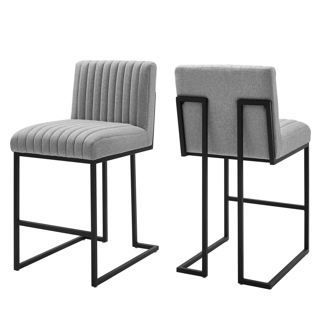 Indulge Channel Tufted Fabric Counter Stools Set of 2 by Modway