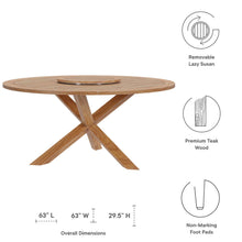 Load image into Gallery viewer, Wellspring 63&quot; Outdoor Patio Teak Wood Dining Table by Modway
