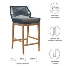 Load image into Gallery viewer, Wellspring Outdoor Patio Teak Wood Bar Stool by Modway
