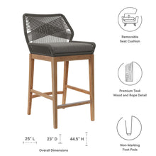 Load image into Gallery viewer, Wellspring Outdoor Patio Teak Wood Bar Stool by Modway
