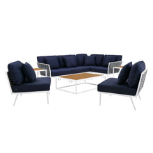 Load image into Gallery viewer, Stance 9 Piece Aluminum Outdoor Patio Aluminum Sectional Sofa Set by Modway
