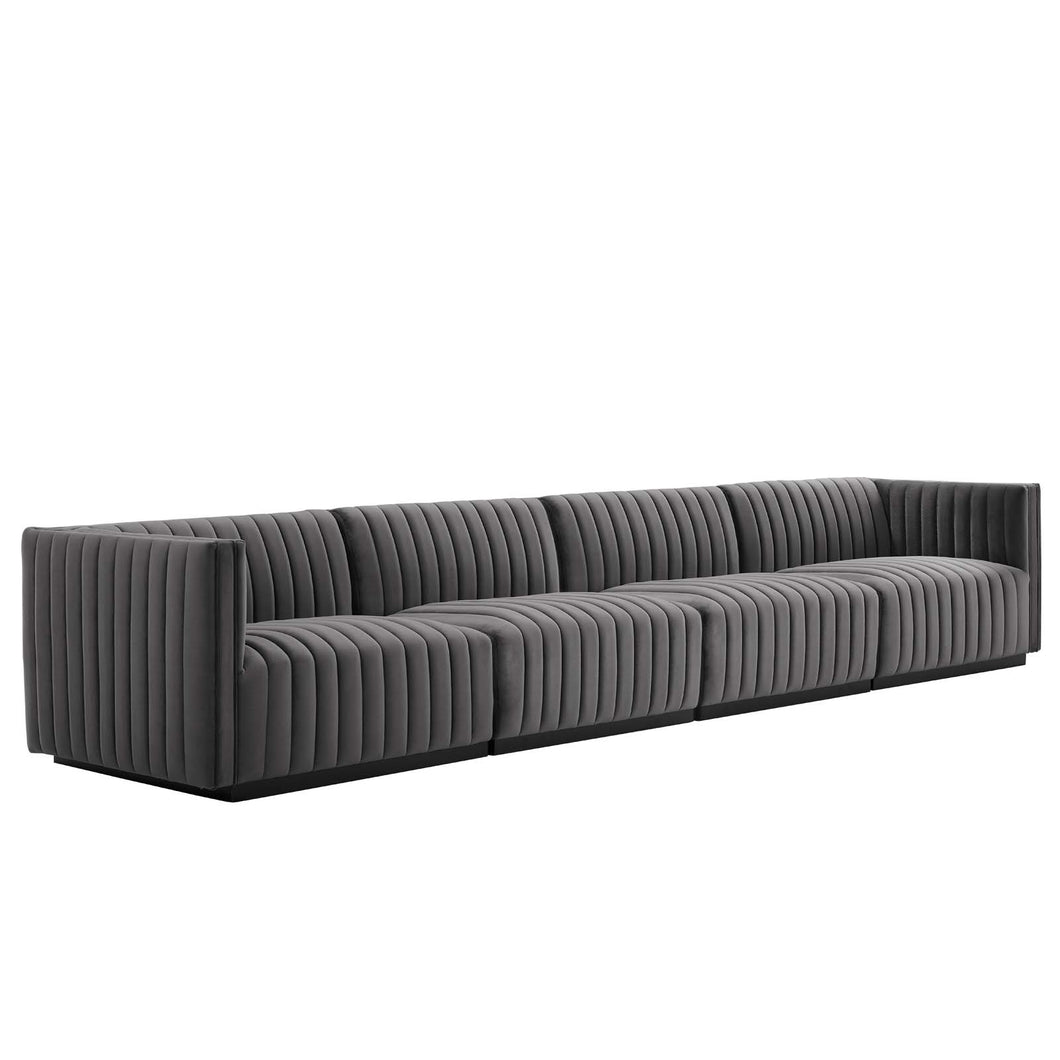 Conjure 4-Piece Channel Tufted Performance Velvet Sofa by Modway
