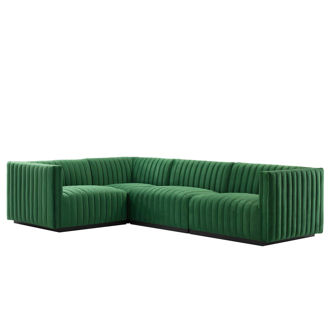 Conjure 4-Piece Channel Tufted Performance Velvet Sectional by Modway