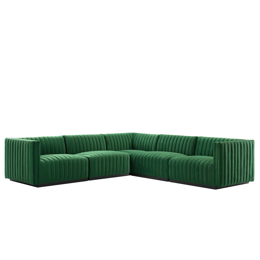 Conjure 5-Piece Channel Tufted Performance Velvet Sectional by Modway