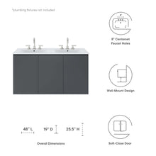 Load image into Gallery viewer, Bryn 48&quot; Wall-Mount Double Sink Bathroom Vanity by Modway

