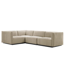 Load image into Gallery viewer, Conjure 4-Piece Channel Tufted Upholstered Fabric L-Shaped Sectional by Modway

