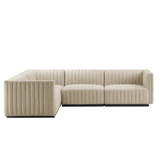 Load image into Gallery viewer, Conjure 4-Piece Channel Tufted Upholstered Fabric L-Shaped Sectional by Modway
