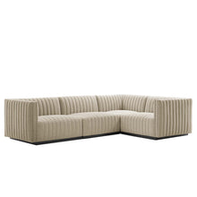 Load image into Gallery viewer, Conjure 4-Piece Channel Tufted Upholstered Fabric L-Shaped Sectional by Modway
