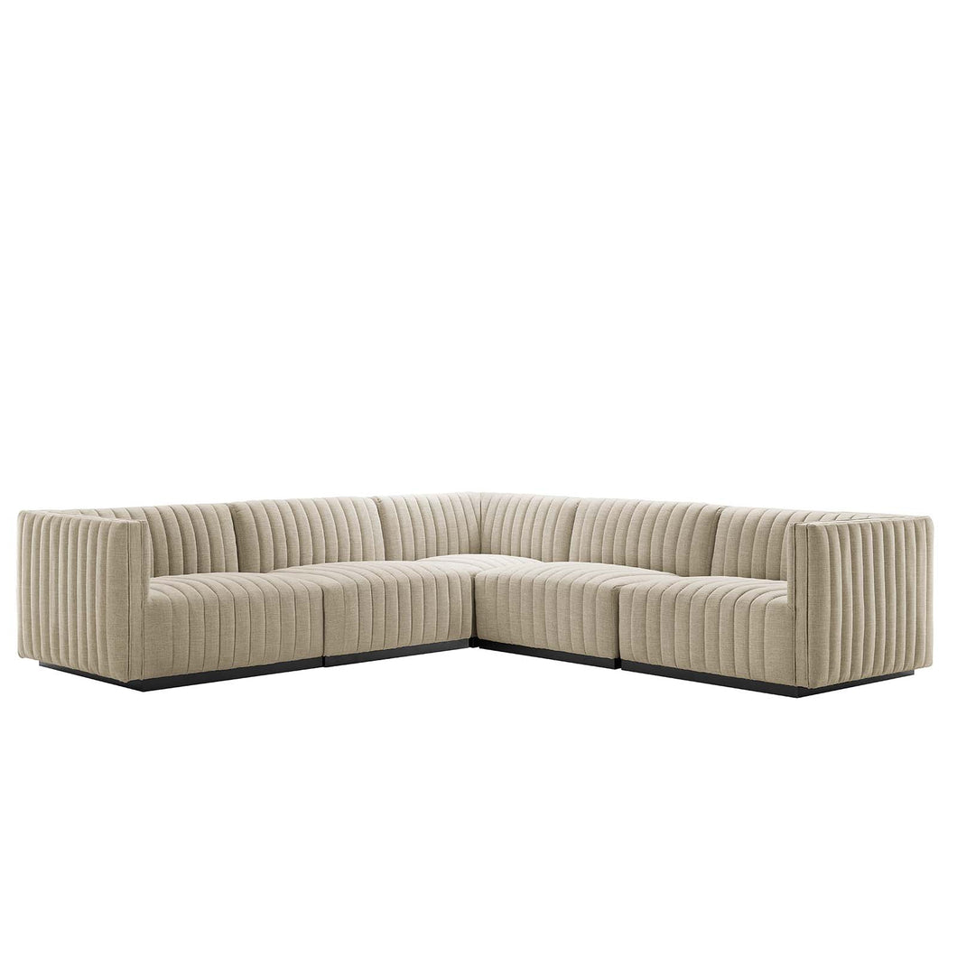Conjure 5-Piece Channel Tufted Upholstered Fabric L-Shaped Sectional by Modway