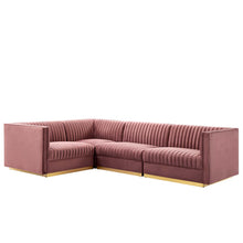 Load image into Gallery viewer, Sanguine 4-Piece Channel Tufted Performance Velvet Left-Facing Modular Sectional Sofa by Modway
