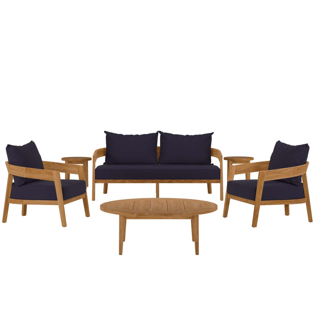 Brisbane 6-Piece Teak Wood Outdoor Patio Set by Modway