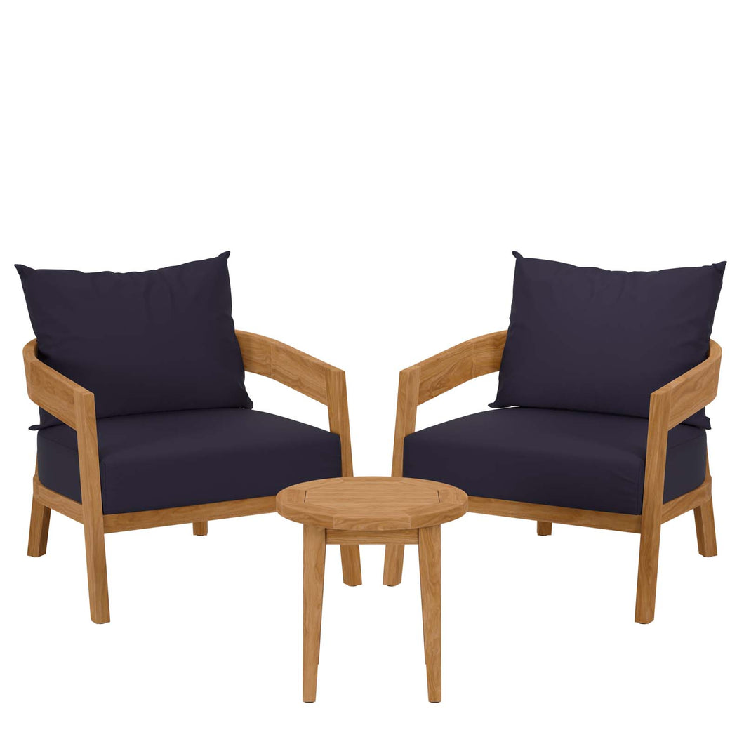 Brisbane 3-Piece Teak Wood Outdoor Patio Set by Modway