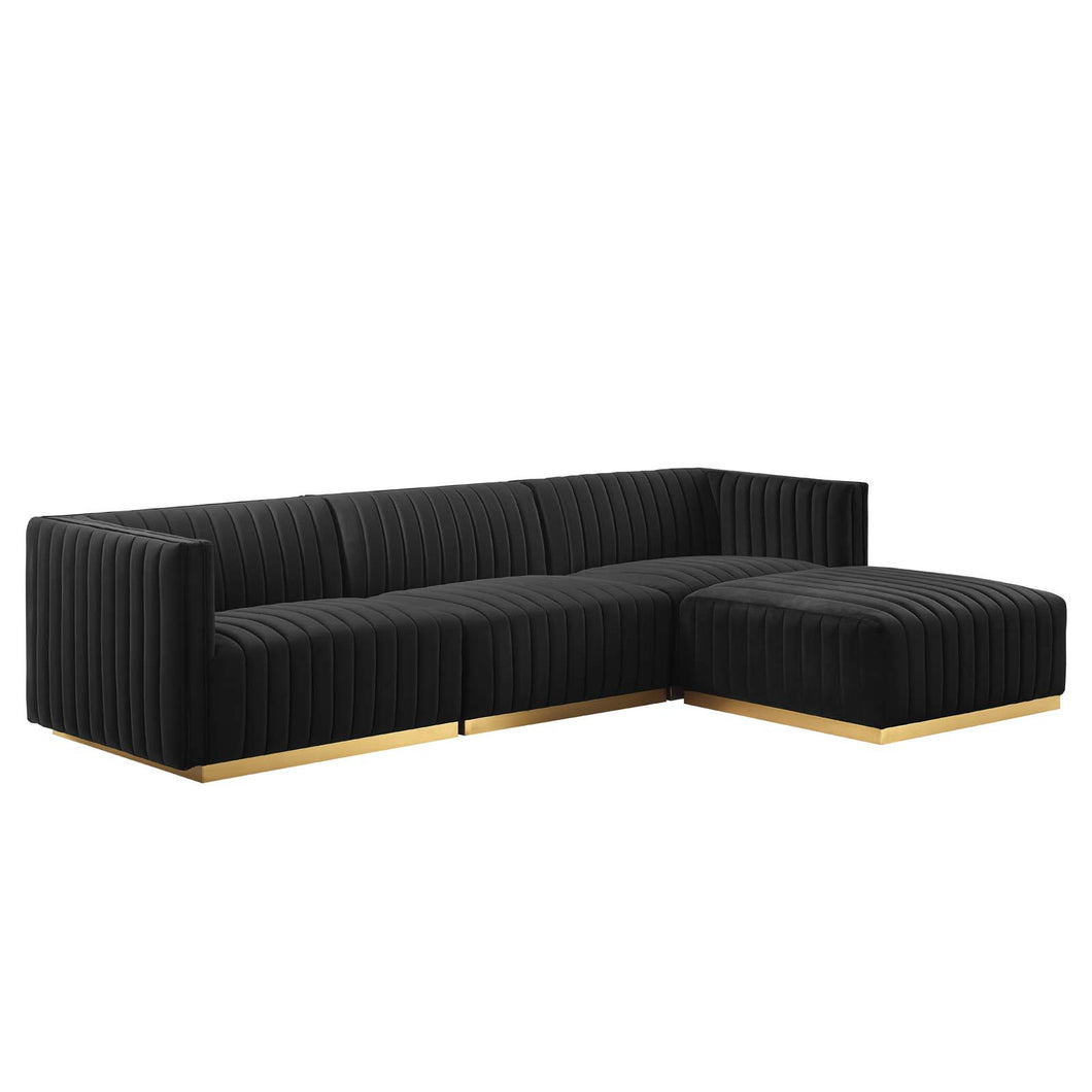Conjure Channel Tufted 4-Piece Performance Velvet