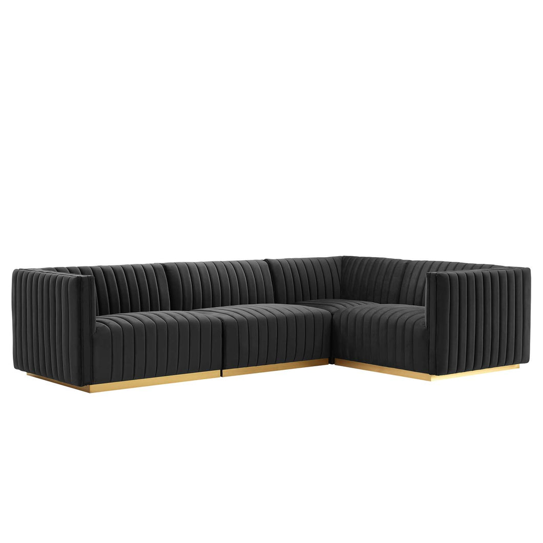 Conjure Channel Tufted Performance Velvet 4-Piece