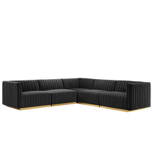 Load image into Gallery viewer, Conjure 5-Piece Channel Tufted Performance Velvet Sectional in Gold Black
