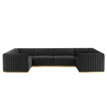 Load image into Gallery viewer, Conjure 6-Piece Channel Tufted Performance Velvet U-Shaped Sectional in Gold Black
